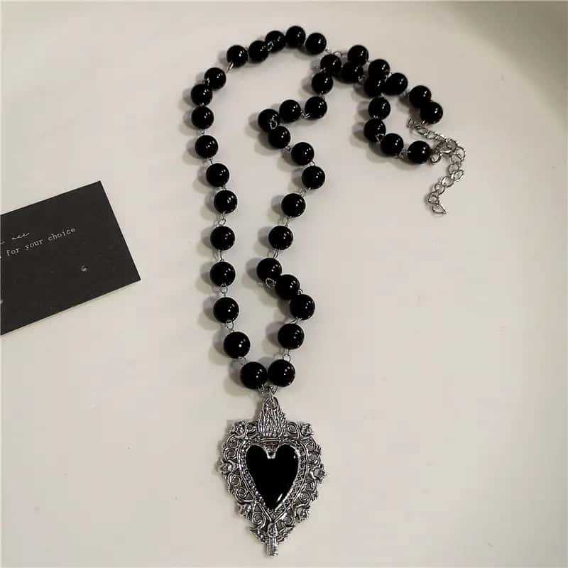 Red Heart Thorn Cross Necklace Hip-Hop Punk Style