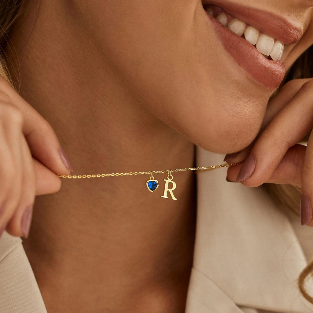 Heart-Shaped Birthstone Necklace