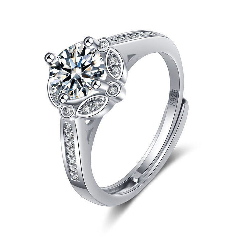 1-carat Moissanite Open-end Ring For Women