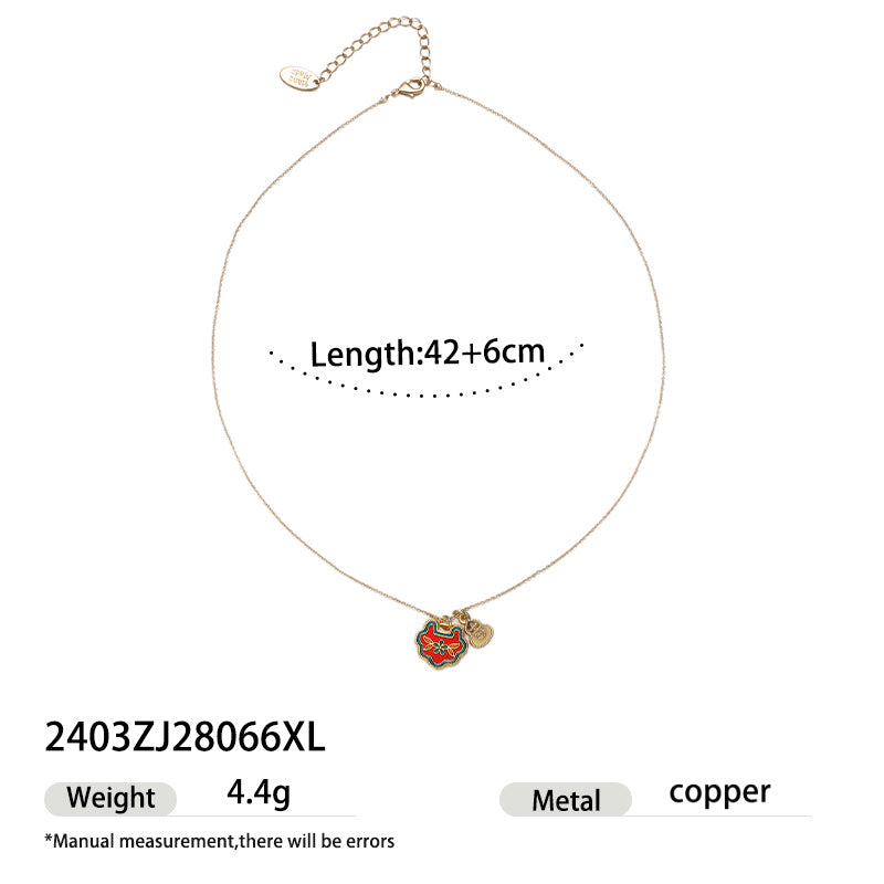 Fashionable Dopamine National Style Enamel Pendant Necklace