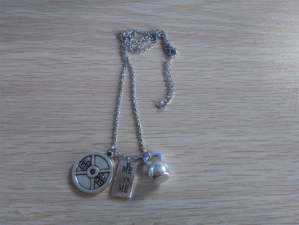 Dumbbell barbell couple couple pendant necklace