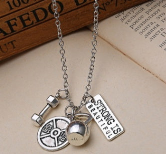 Sports Belief Power Dumbbell Barbell Pendant Necklace
