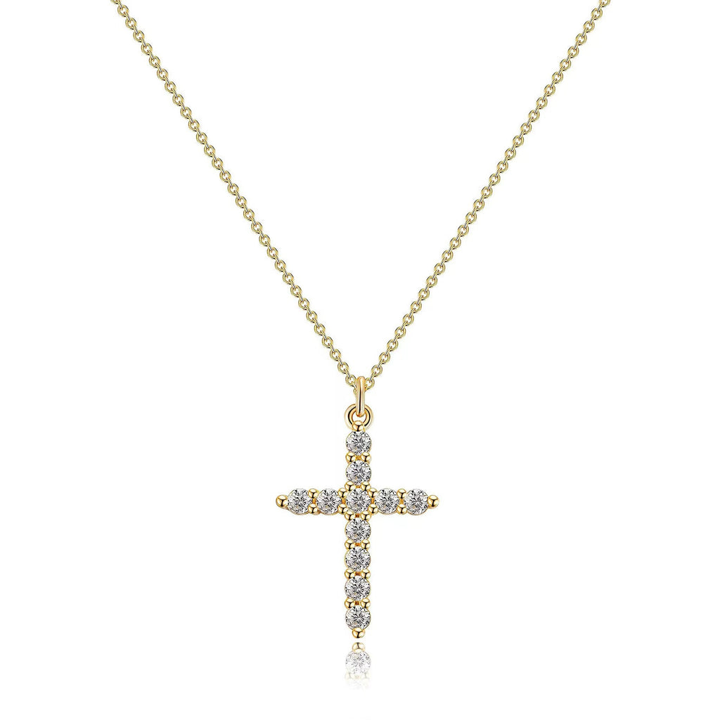 Cross Full Diamond Necklace Crown Rotatable