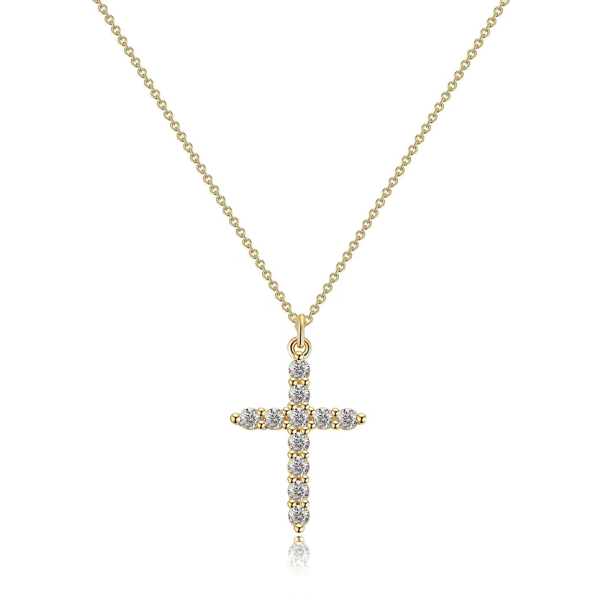 Cross Full Diamond Necklace Crown Rotatable