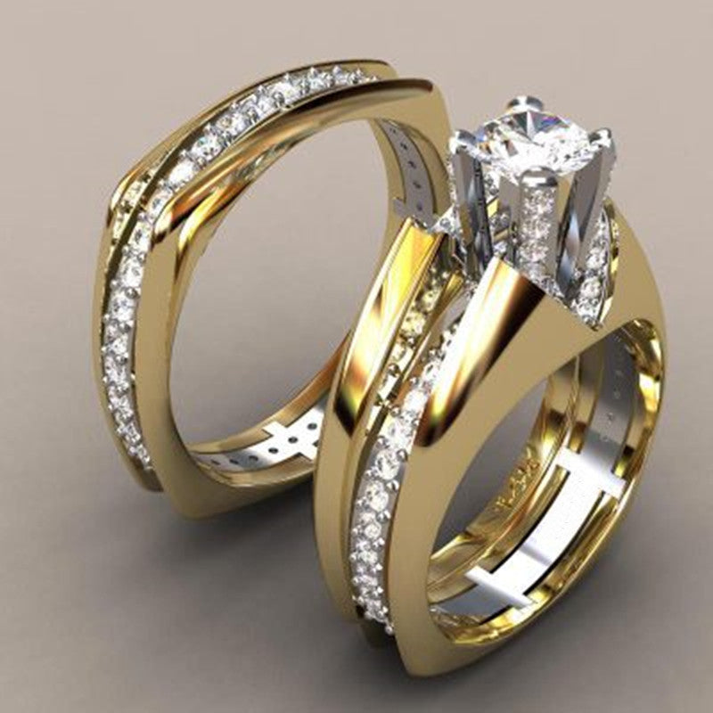 Gold diamond ring IP gold plated AAA grade Diamond CZ