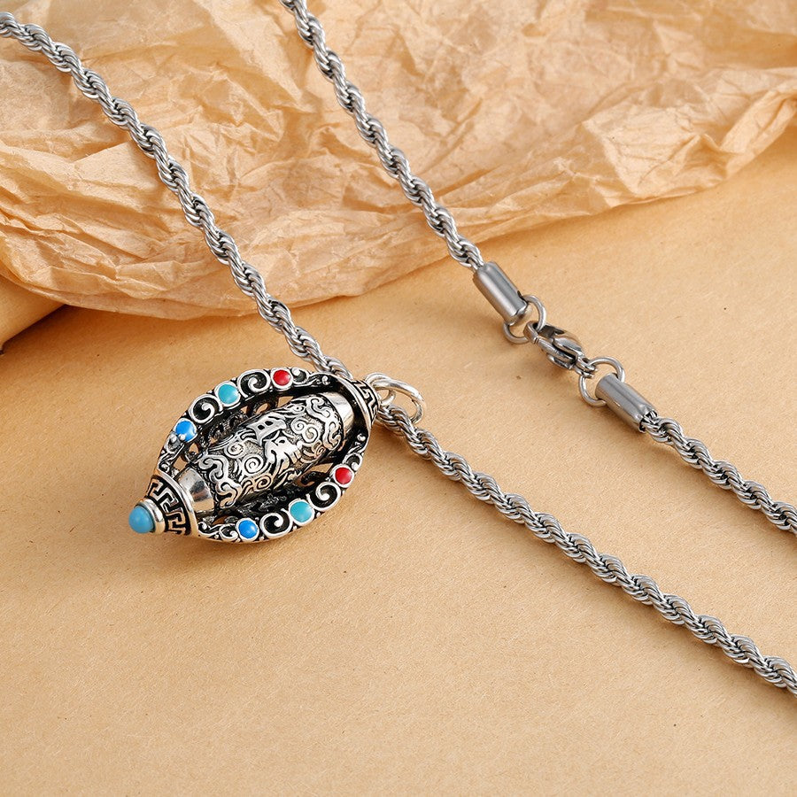 Six Character Mantra Sutra Pendant Necklace