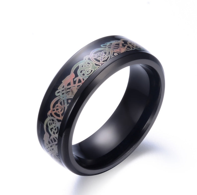 Blue or black Titanium Steel Dragon Ring
