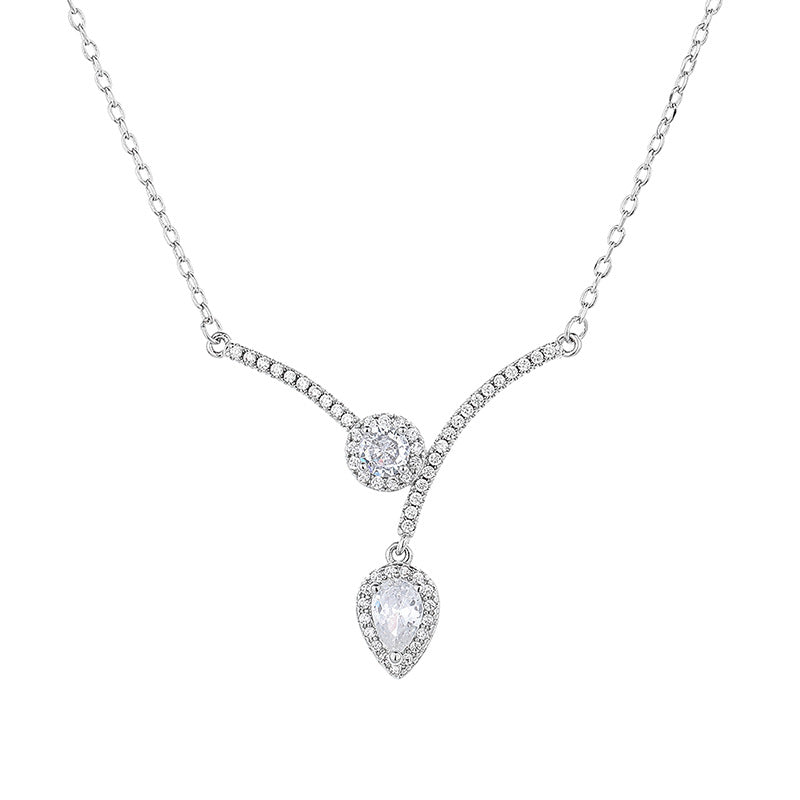 Micro Inlaid Zircon Water Drop V-shaped Necklace Niche High Sense