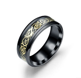 Blue or black Titanium Steel Dragon Ring