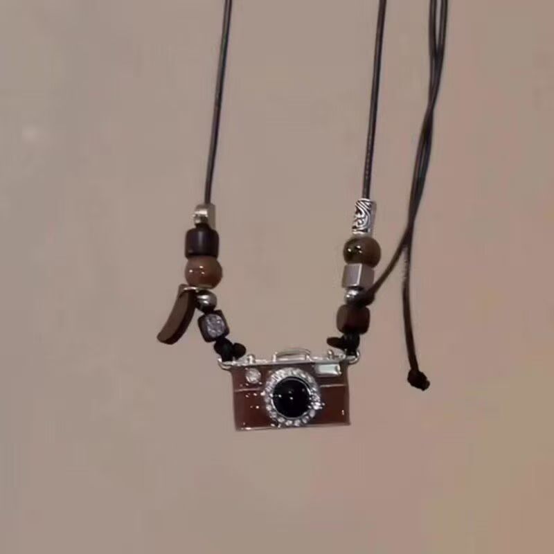 Vintage Brown Film Camera Long Adjustable Necklace