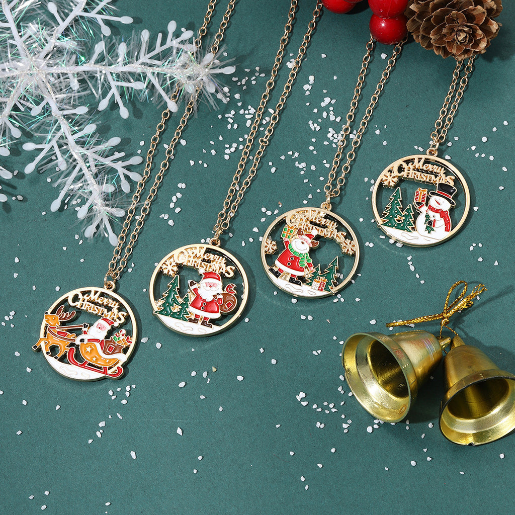 New Christmas-style Santa Claus Holiday-themed Necklace