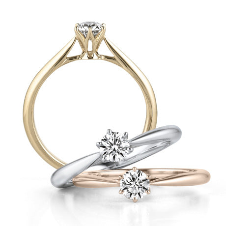Gold Diamond Ring IP Gold rose gold wedding diamond female ring.