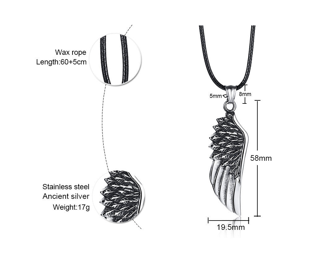 Stainless steel left wing casting pendant