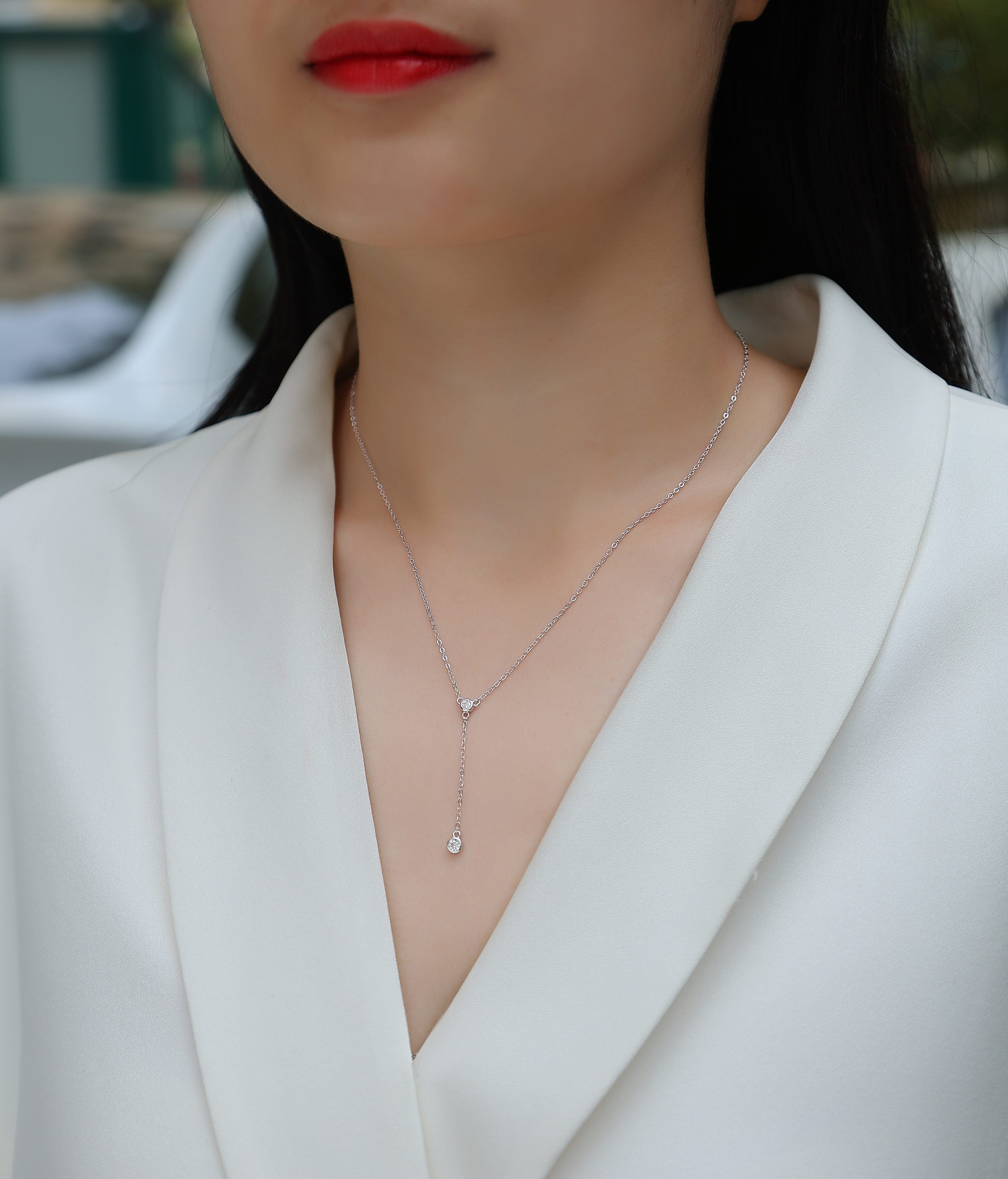 Tassel Necklace - A Fashionable And Light Luxury Jewelry Pendant Necklace Set With Top-quality Moissanite, S925 Silver Plated With Platinum