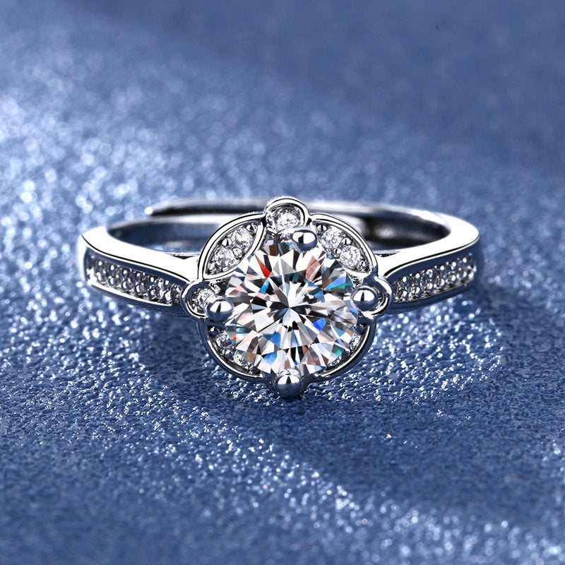 1-carat Moissanite Open-end Ring For Women
