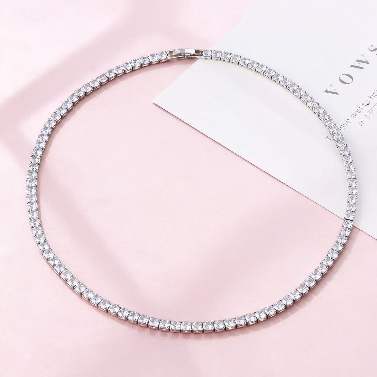 Luxury Versatile Womens Full-Diamond Zircon Necklace