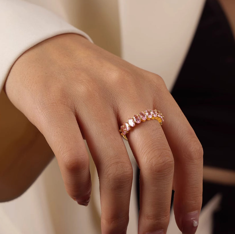 Dopamine Geometric Multicolored Zircon Open Ring