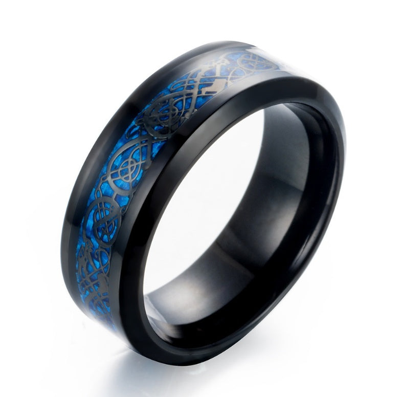 Blue or black Titanium Steel Dragon Ring