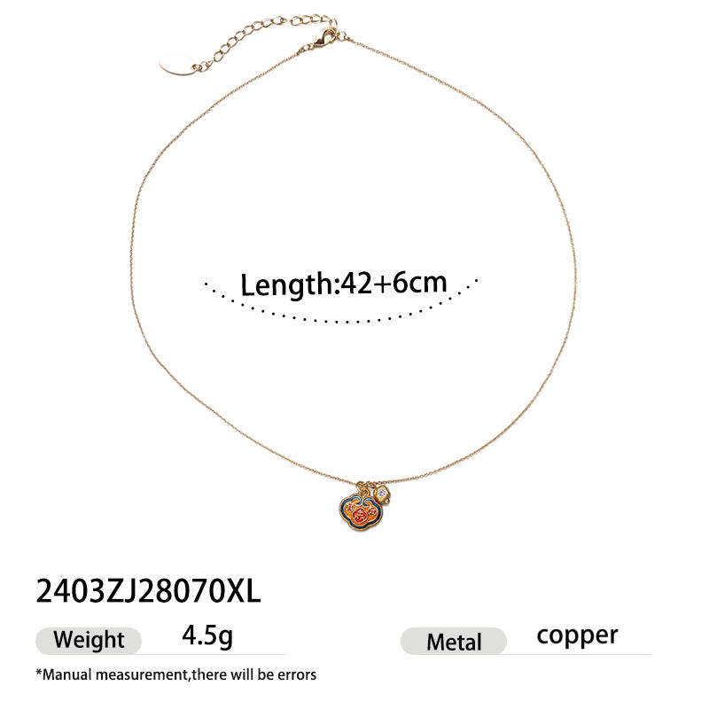 Fashionable Dopamine National Style Enamel Pendant Necklace