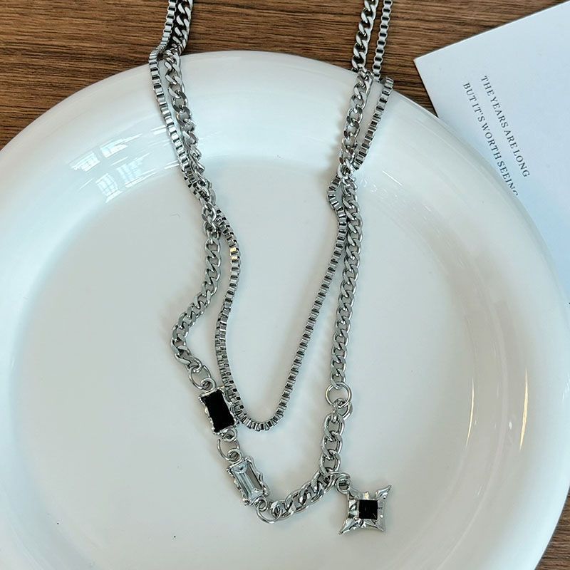 Mangxing Cross Necklace Set Edgy Hip-Hop Style