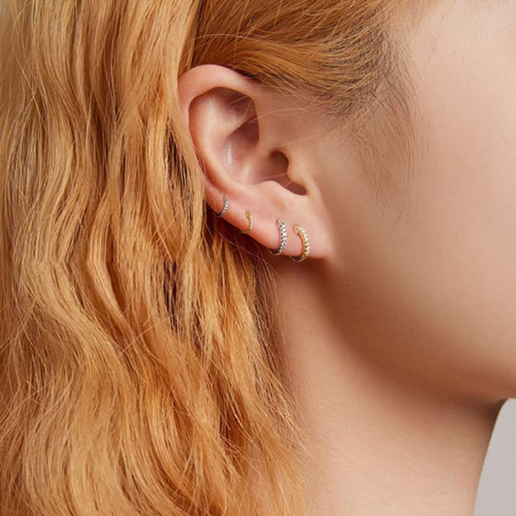 Golden All-Match Hoop Earrings With Micro-Set Titanium Steel Zircon