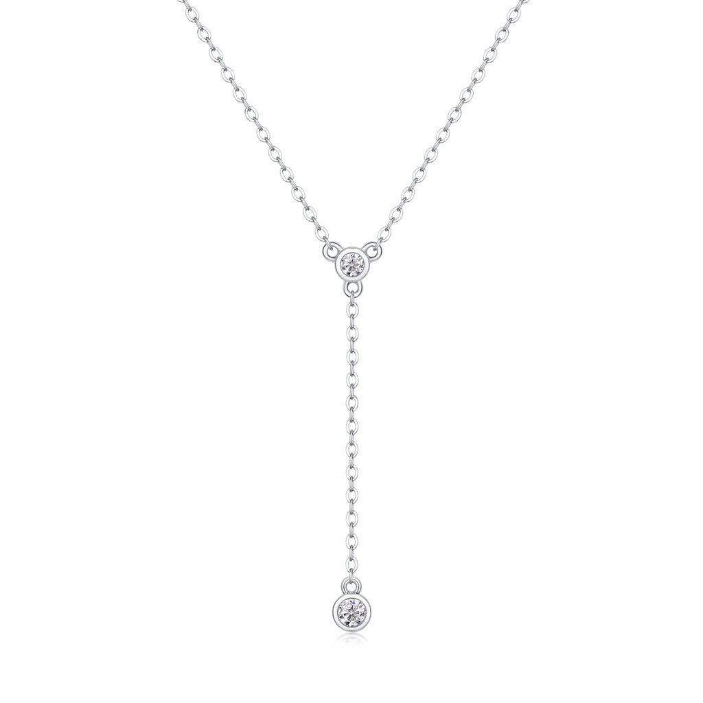 Tassel Necklace - A Fashionable And Light Luxury Jewelry Pendant Necklace Set With Top-quality Moissanite, S925 Silver Plated With Platinum