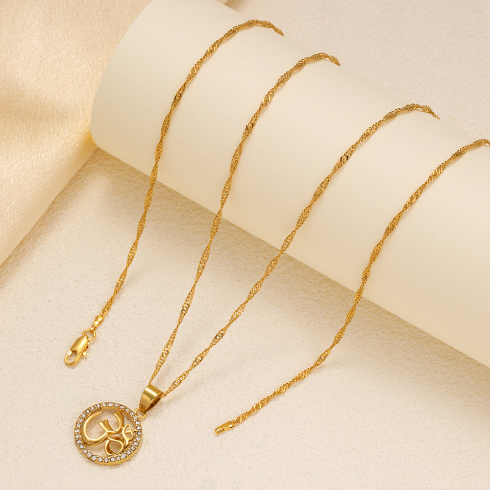 1pcs Fashionable Inlaid Circular Pendant Necklace, Personalized Symbol Yoga Necklace, Suitable For Women's Daily Holiday Wear