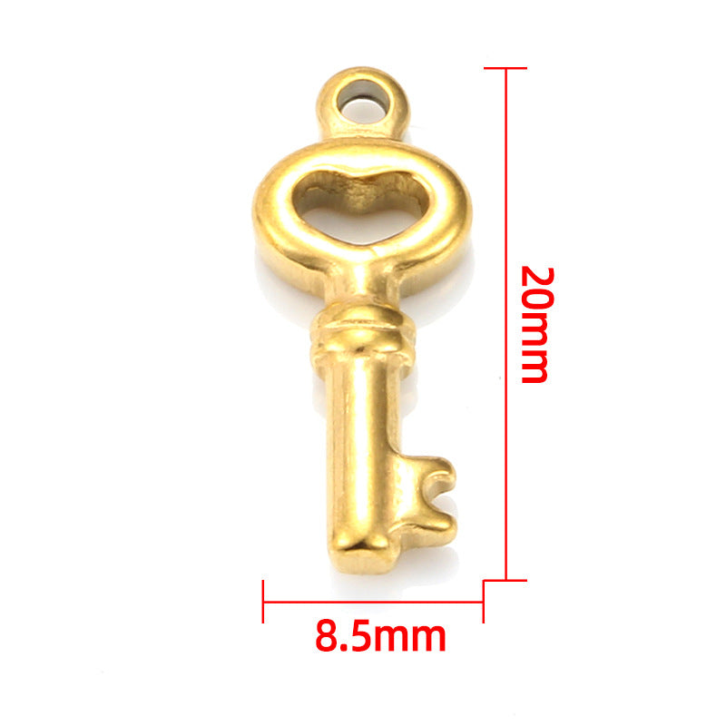 Stainless Steel Small Key Pendant With Vacuum-plated Gold Finish