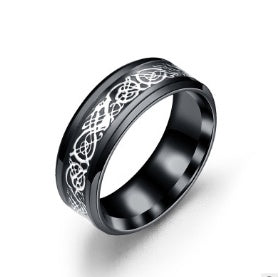 Blue or black Titanium Steel Dragon Ring