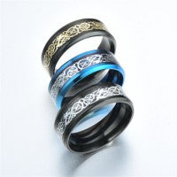 Blue or black Titanium Steel Dragon Ring