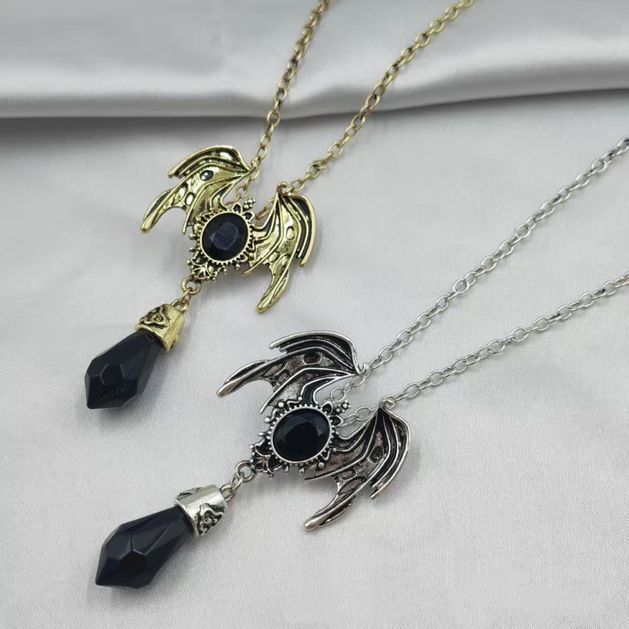 Flying Dragon Love Gold And Silver Pendant Necklace