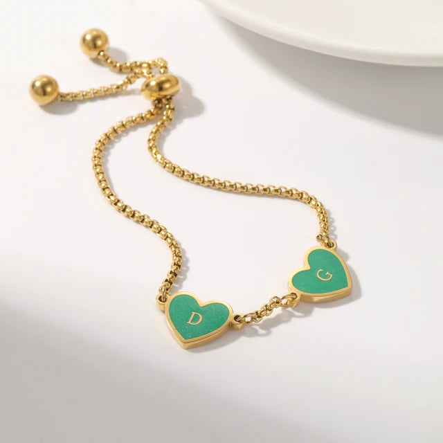 Personalised Colorful Heart Name Bracelet For Women