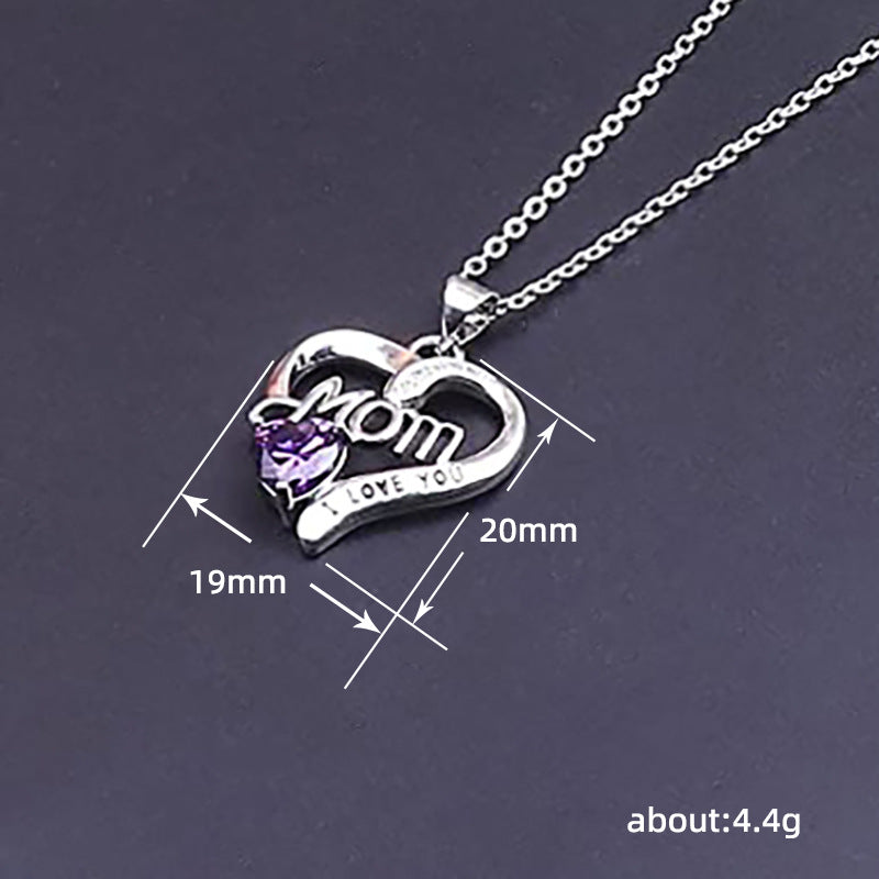 I Love You Mom Letter-Engraved Necklace