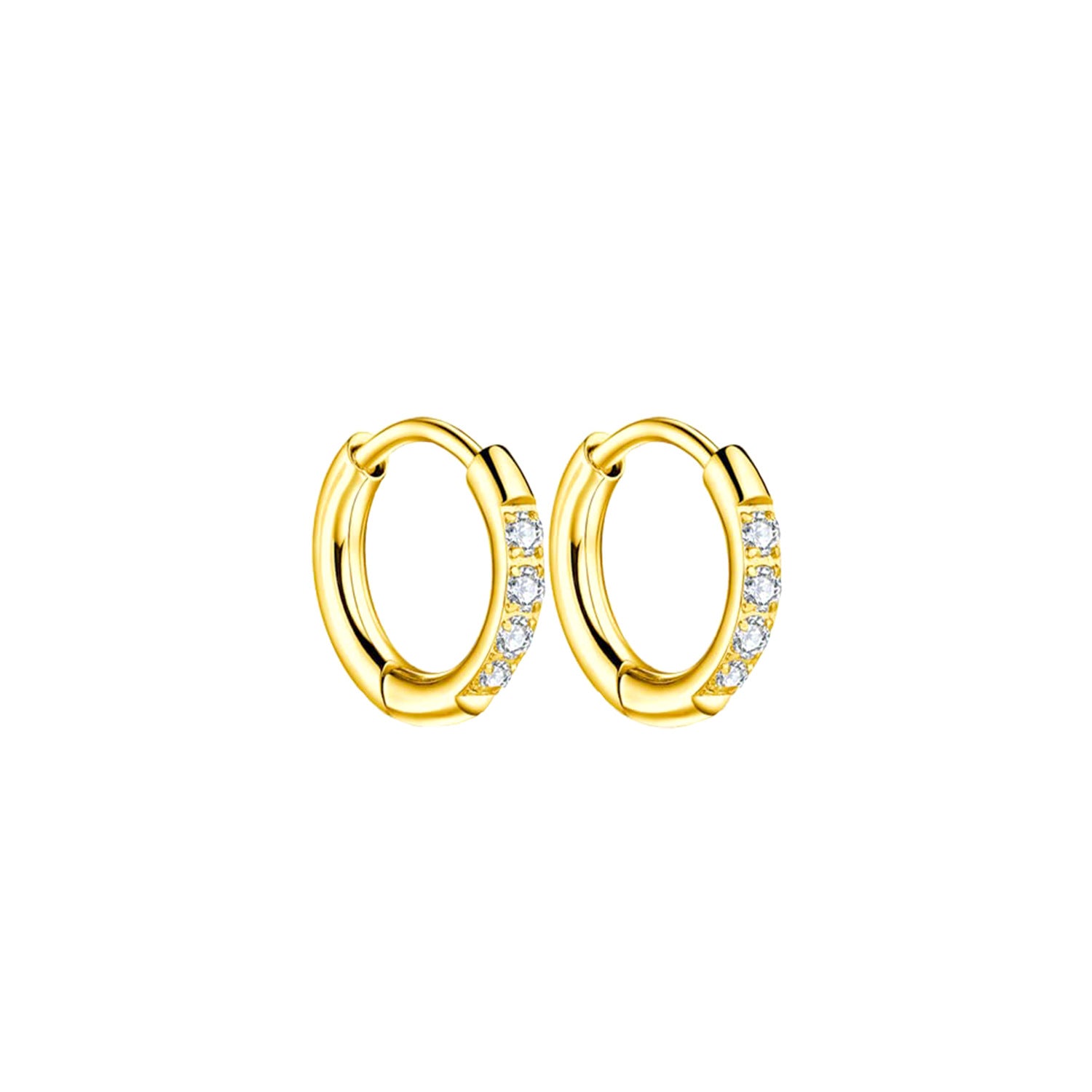 Golden All-Match Hoop Earrings With Micro-Set Titanium Steel Zircon