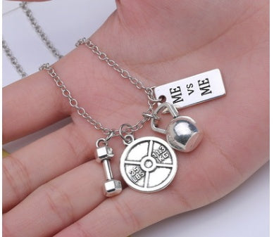Sports Belief Power Dumbbell Barbell Pendant Necklace