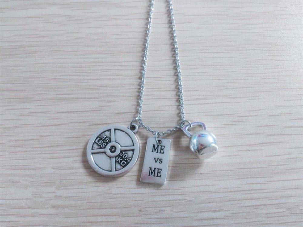 Dumbbell barbell couple couple pendant necklace