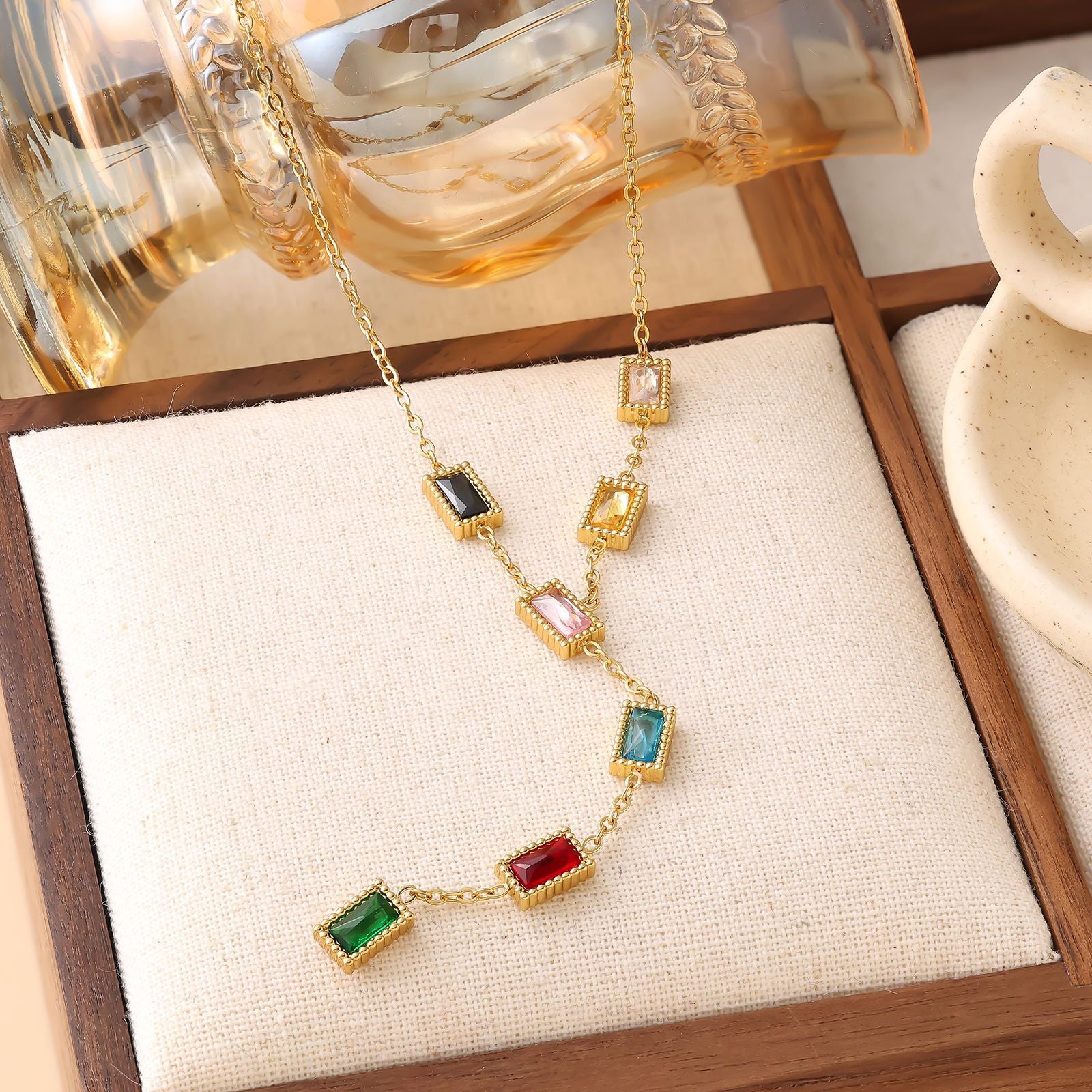 Womens High-End Dopamine-Hued Diamond Statement Necklace