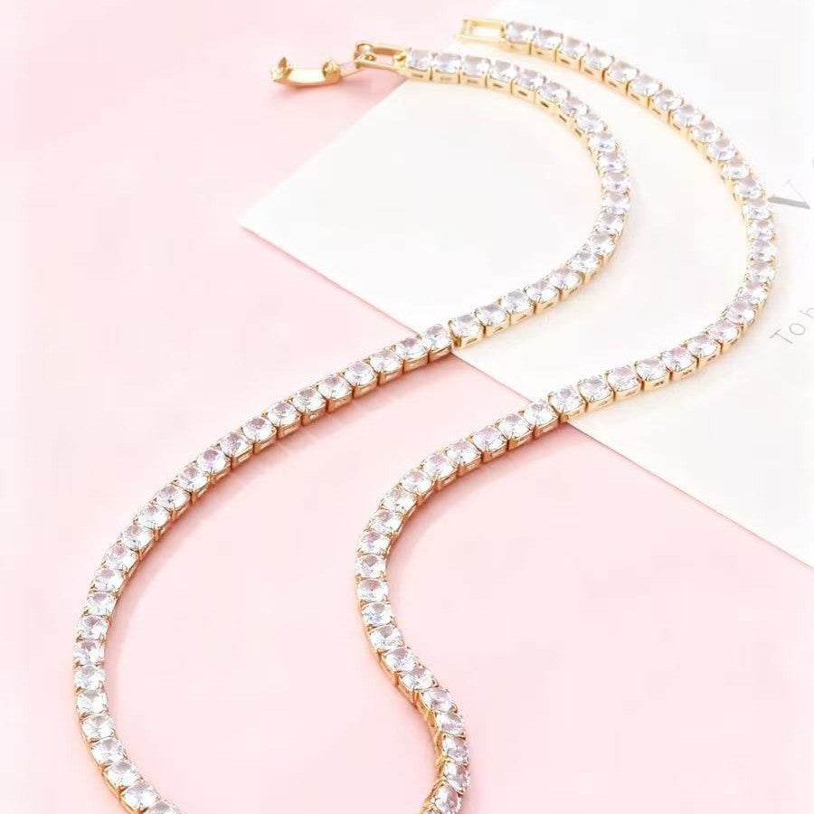 Luxury Versatile Womens Full-Diamond Zircon Necklace