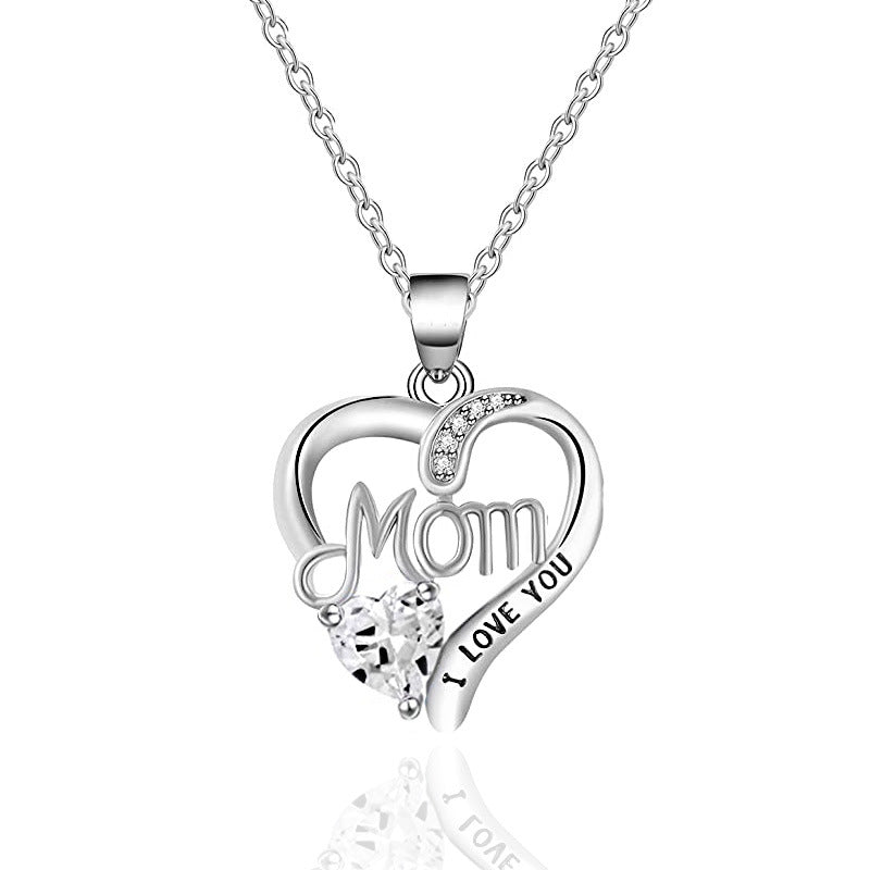 I Love You Mom Letter-Engraved Necklace