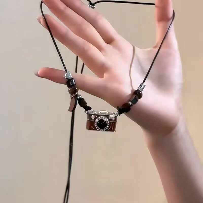 Vintage Brown Film Camera Long Adjustable Necklace