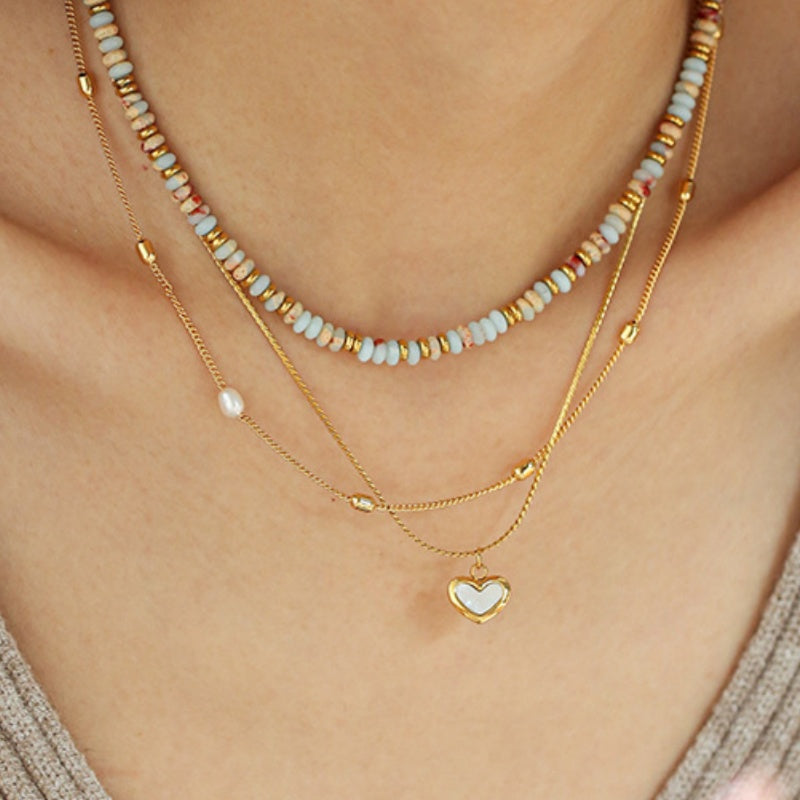 Minimalist And Cold Ins Style Fashionable Design Natural Stone Beaded Necklace