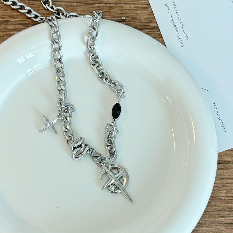 Mangxing Cross Necklace Set Edgy Hip-Hop Style