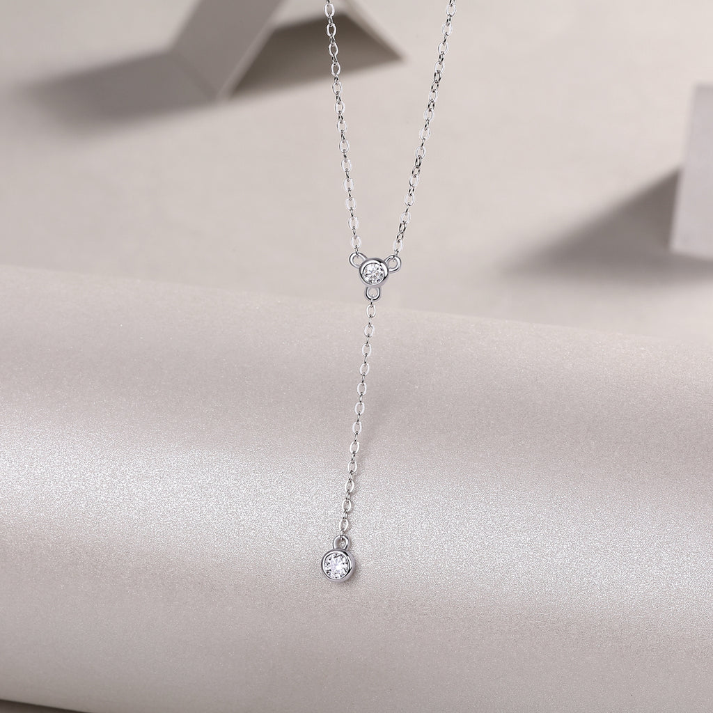 Tassel Necklace - A Fashionable And Light Luxury Jewelry Pendant Necklace Set With Top-quality Moissanite, S925 Silver Plated With Platinum