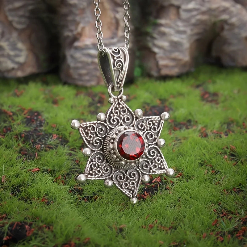 Fashionable Hexagonal Ruby Necklace Pendant