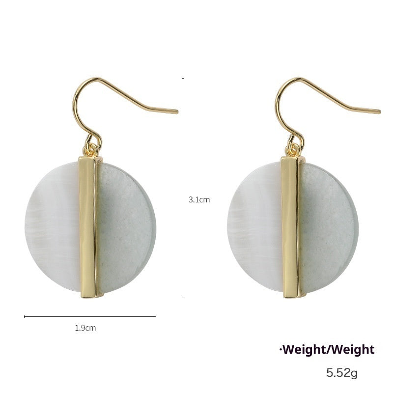 Geometric Inlaid Semi-precious Stone Two-tone Earrings