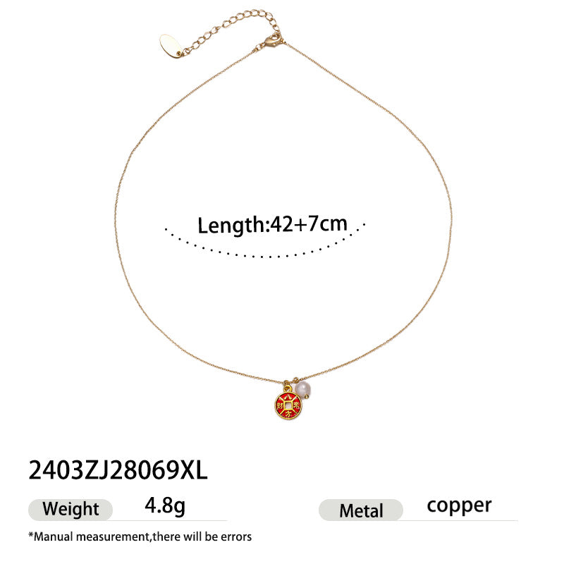 Fashionable Dopamine National Style Enamel Pendant Necklace