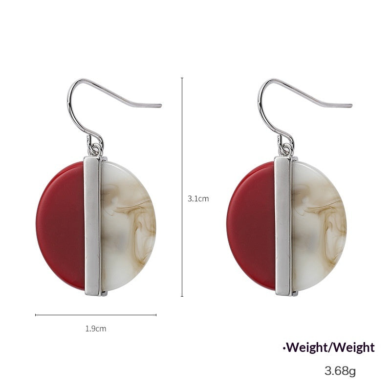 Geometric Inlaid Semi-precious Stone Two-tone Earrings