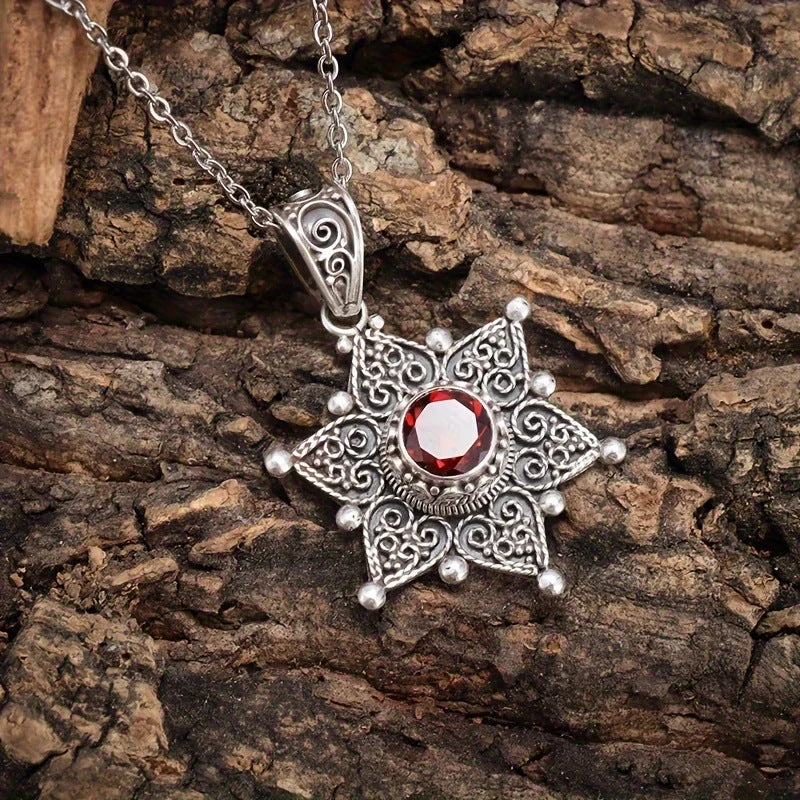 Fashionable Hexagonal Ruby Necklace Pendant