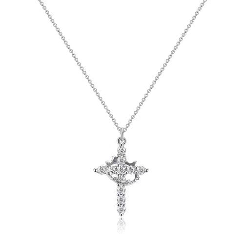 Cross Full Diamond Necklace Crown Rotatable