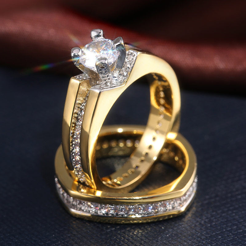 Gold diamond ring IP gold plated AAA grade Diamond CZ